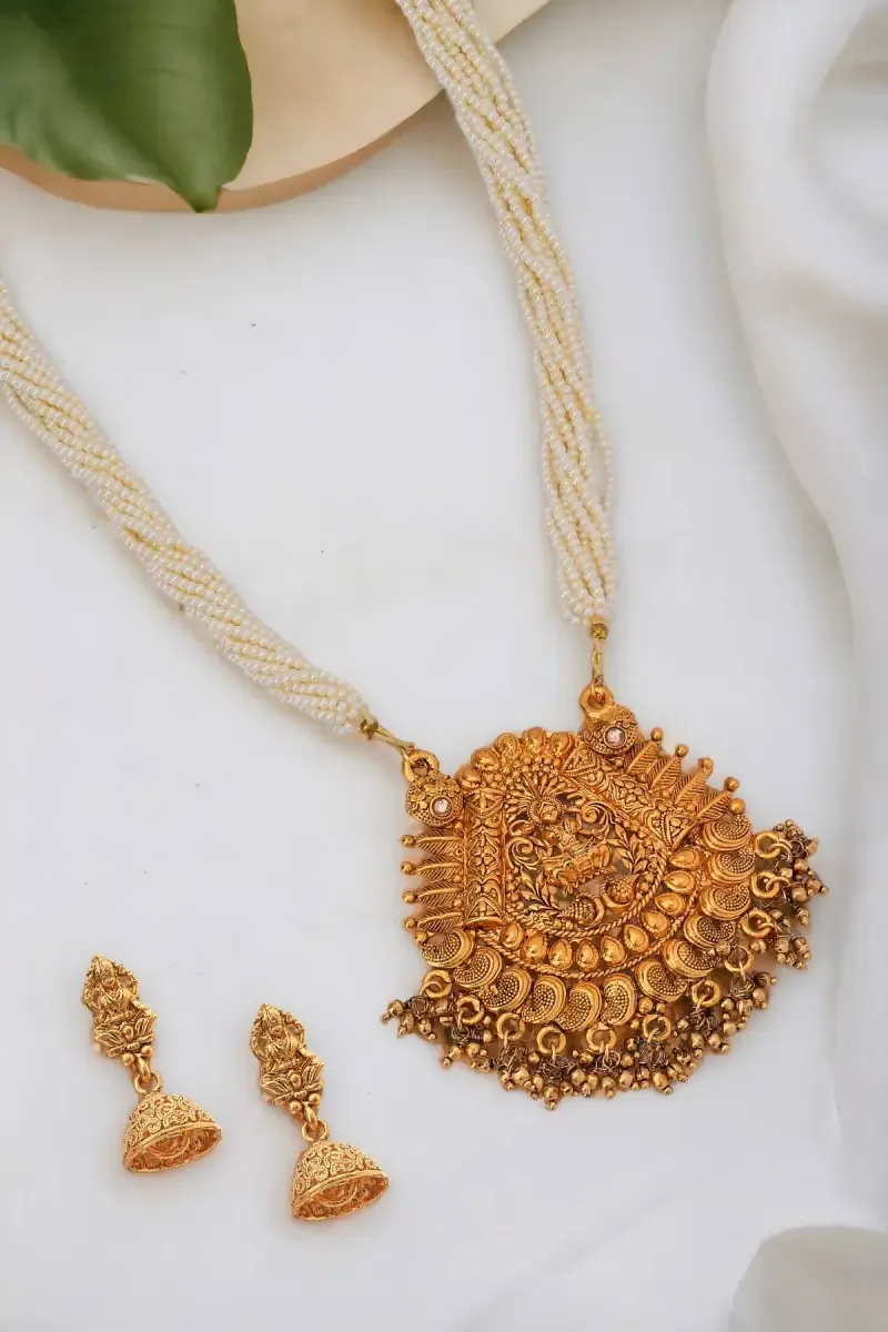 Pearls Lakshmi Design Necklace Set for Women