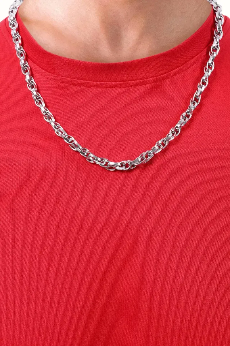 Silver Plated Bold Curb Chain for Men