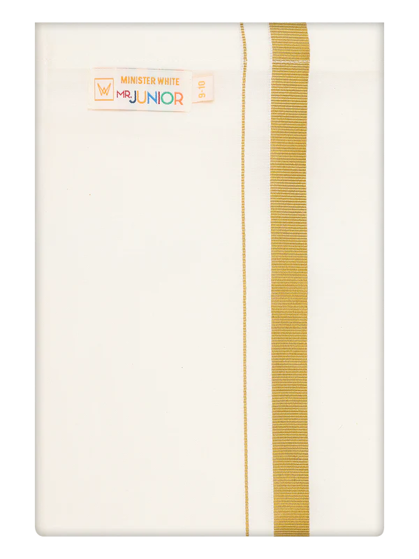 Boys Golden Yellow Color Half Sleeves Shirt with Gold Jari Flexi Dhoti