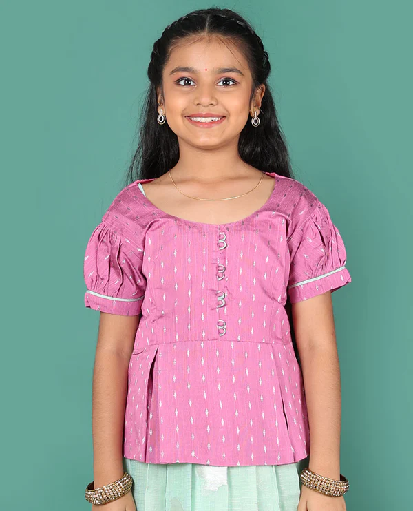 Blue readymade art silk pavadai
