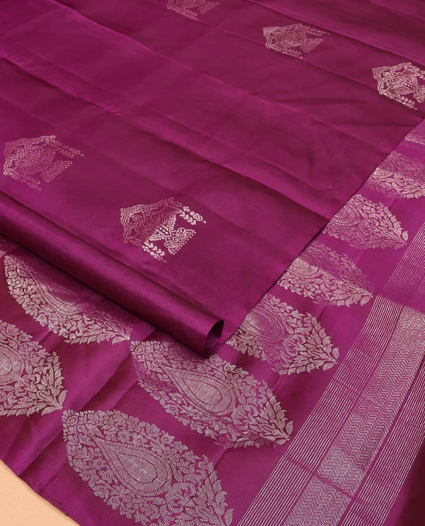 Borderless Purple Mayuri Soft Silk Saree