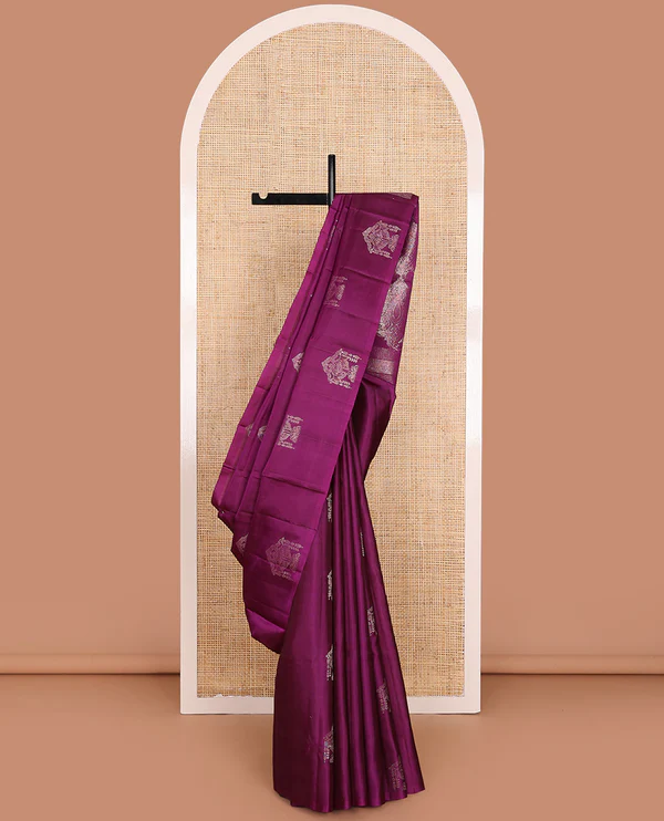 Borderless Purple Mayuri Soft Silk Saree