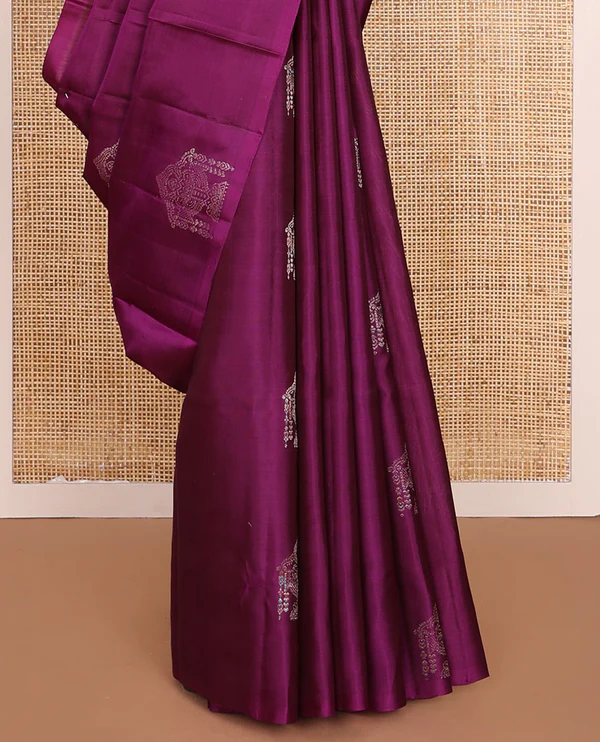 Borderless Purple Mayuri Soft Silk Saree