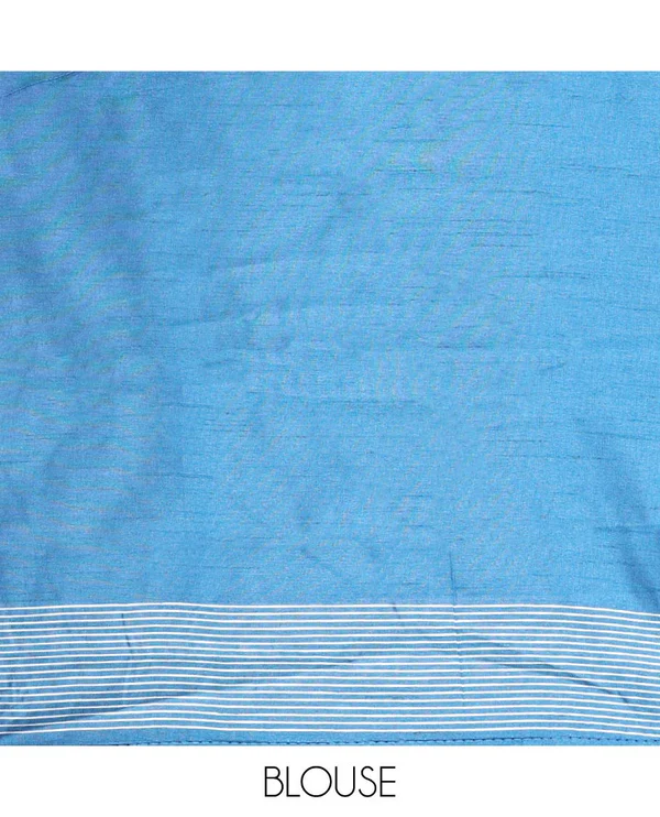 Blue Semi-Raw Silk Saree