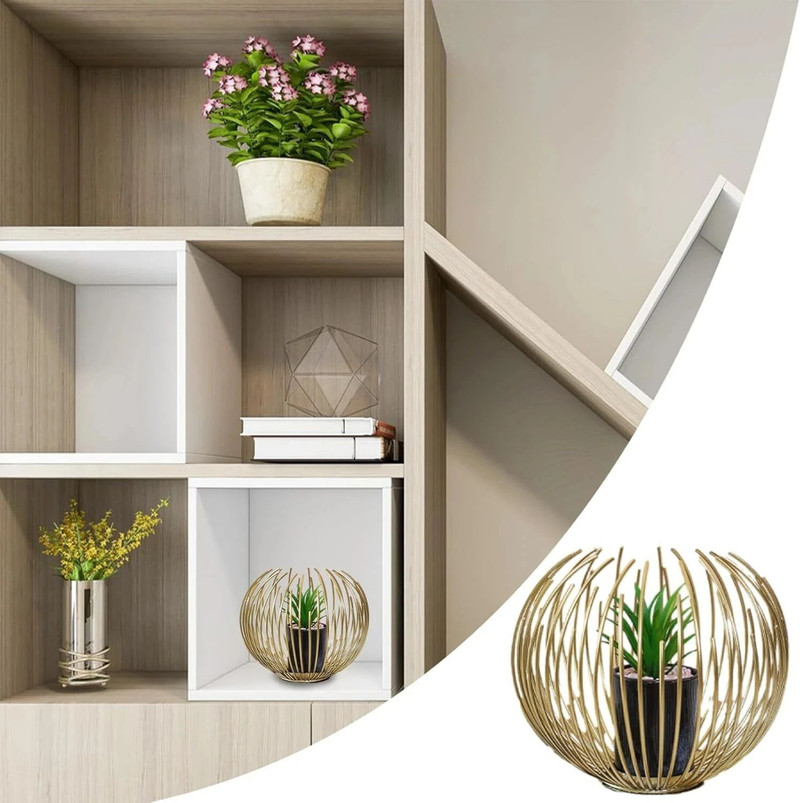 GoldBloom Artificial Plant with Pot (17.78 cm. Gold)