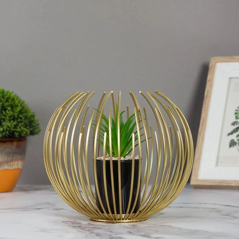GoldBloom Artificial Plant with Pot (17.78 cm. Gold)