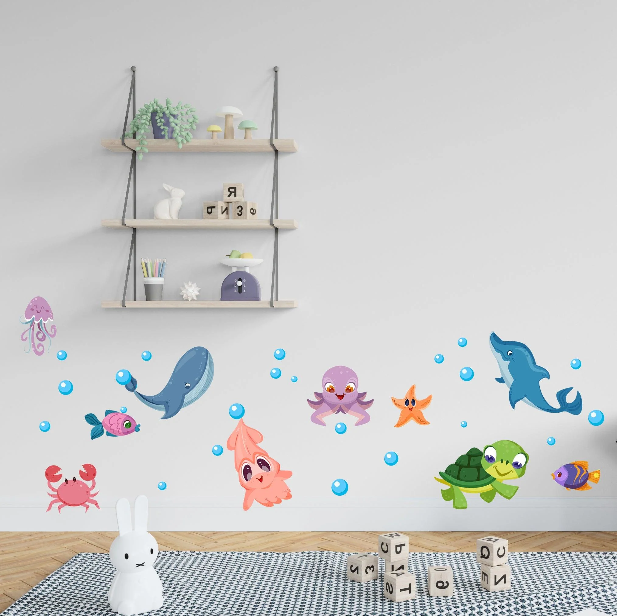 Cute Aquarium Animals Wall Stickers 150*60Cm