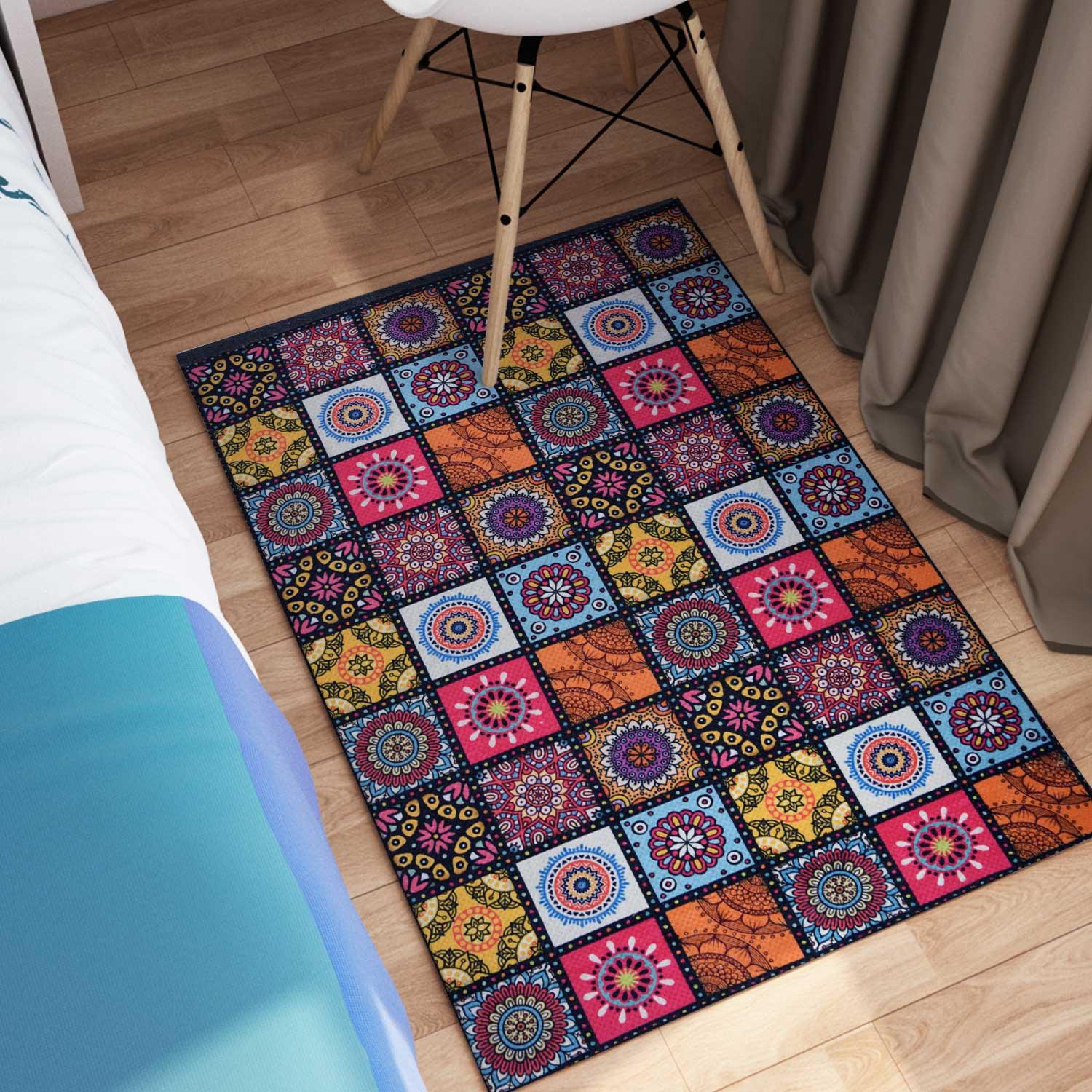 Rangoli Abstract Mandala Design Anti Skid Carpet