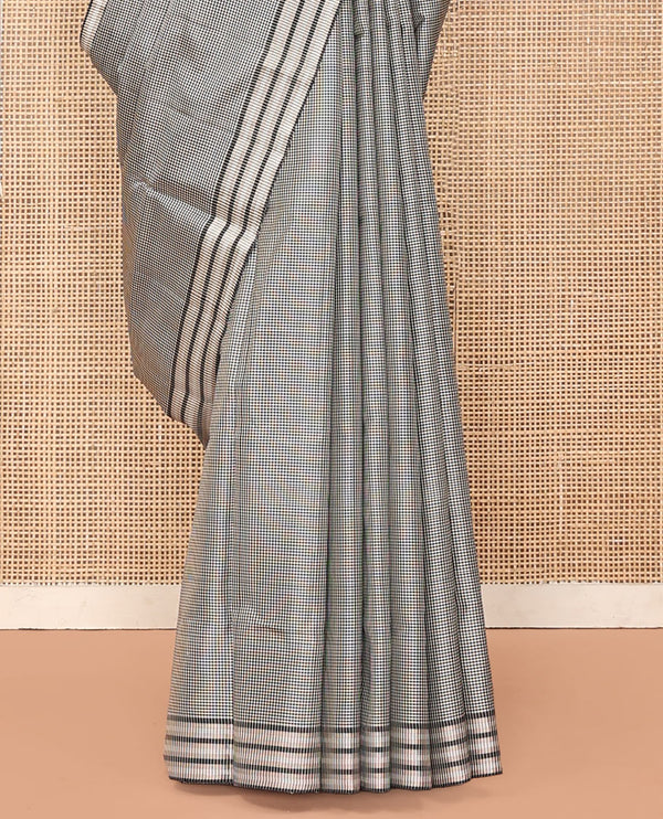 White and Black Mayuri Soft Silk Saree