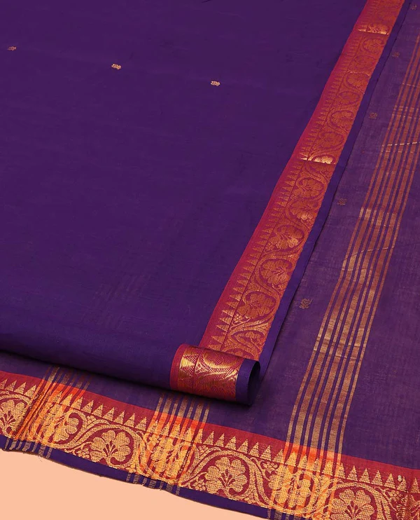 Violet Nine-Yard Cotton Saree