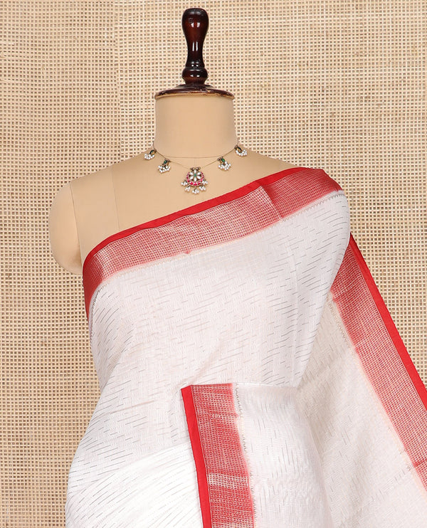 White Assam Silk Saree