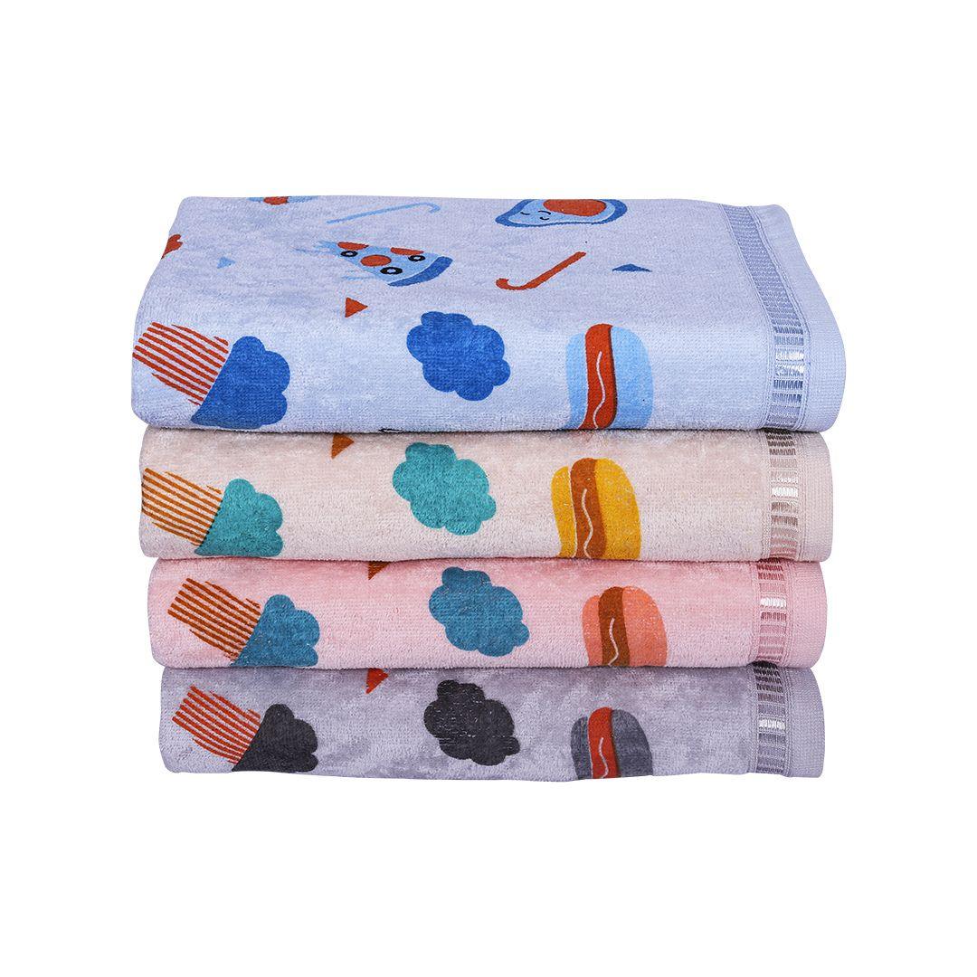 Rangoli 100% Cotton Kids Bath Towel Set of 4
