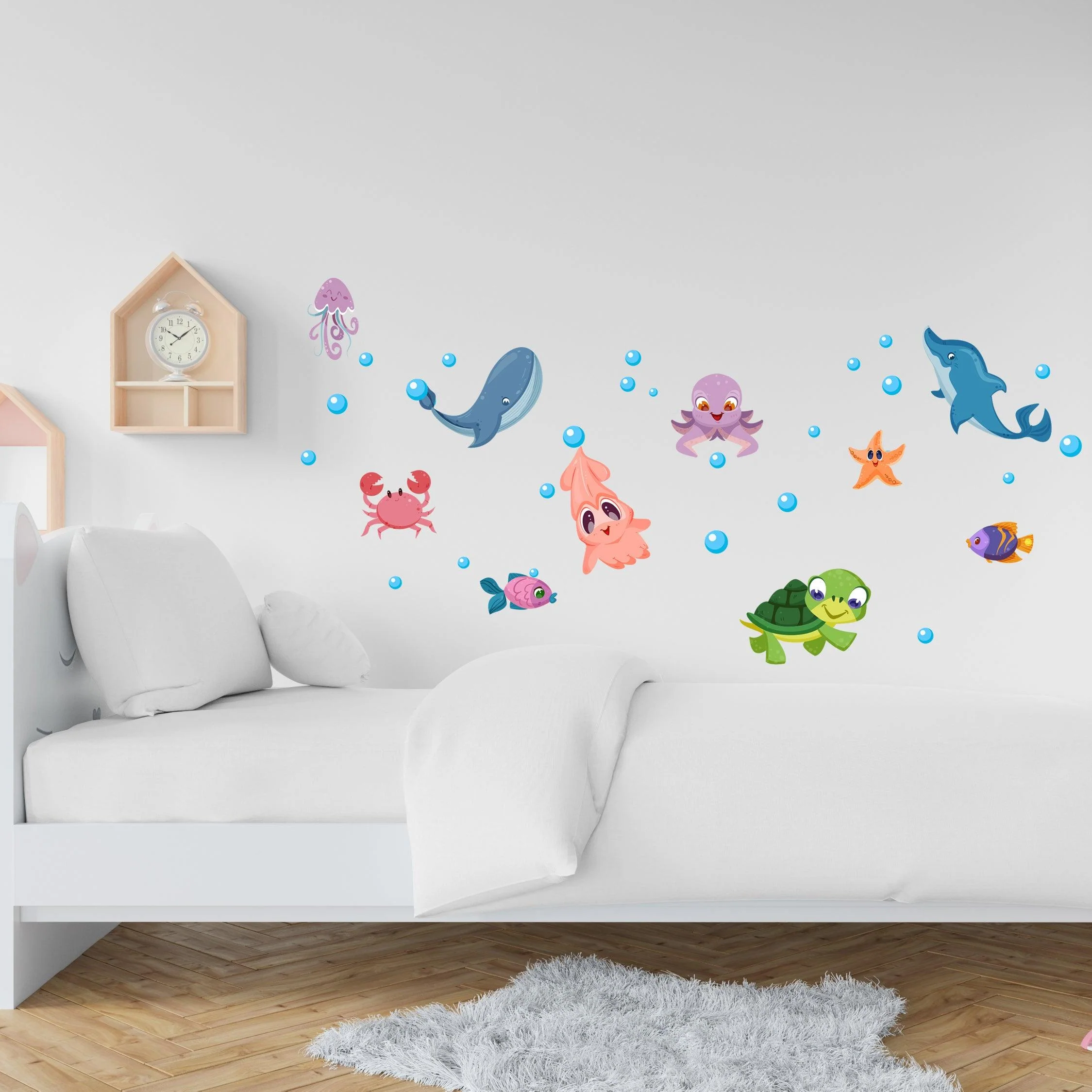 Cute Aquarium Animals Wall Stickers 150*60Cm
