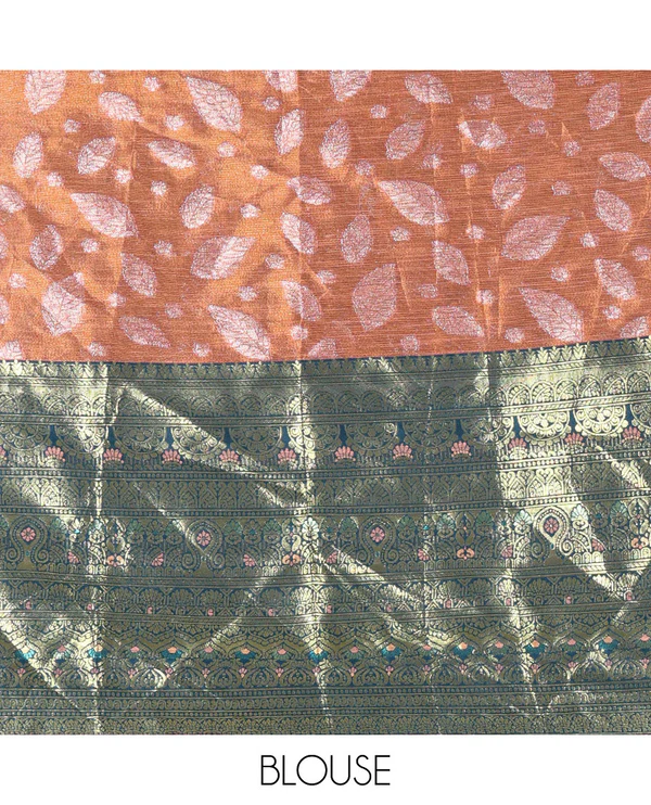 Copper and peacock color half-saree