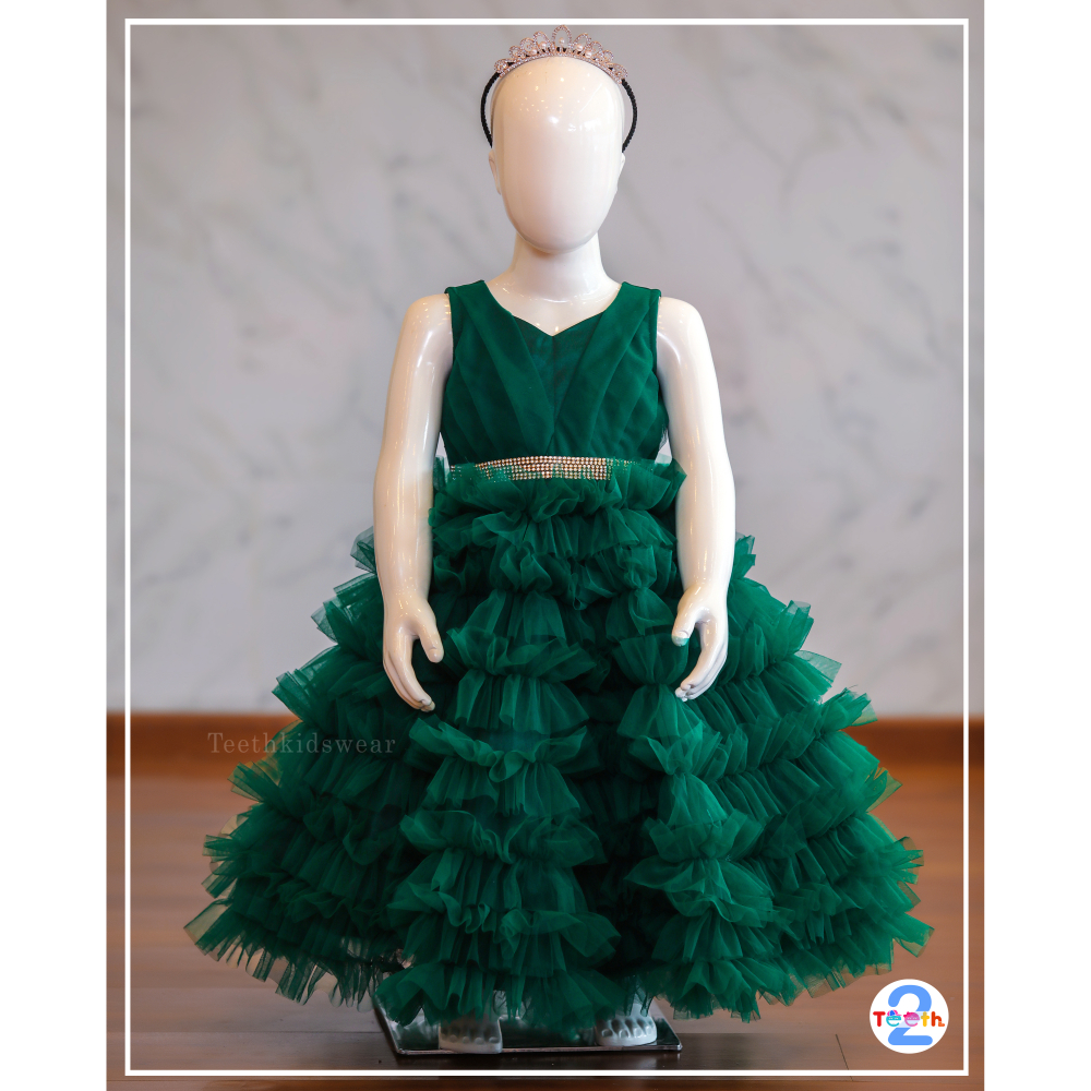 Emerald Ruffle Princess Gown