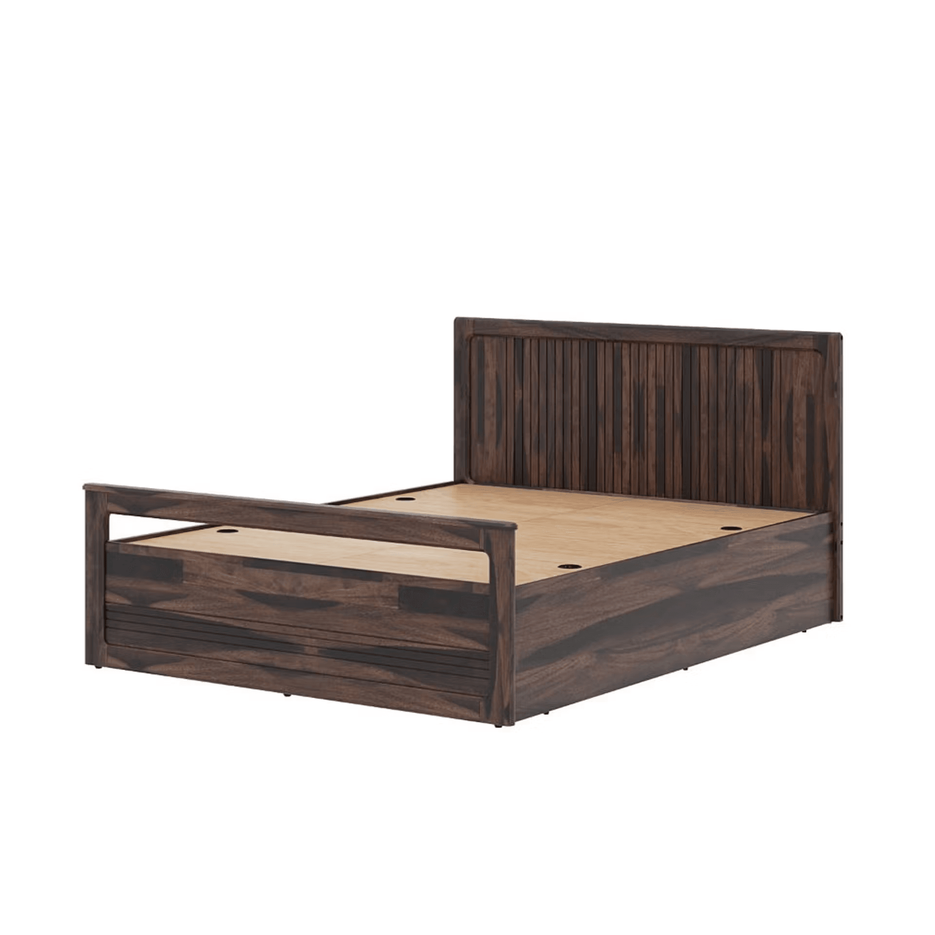 Santi sheesham wood queen size bed with Storage