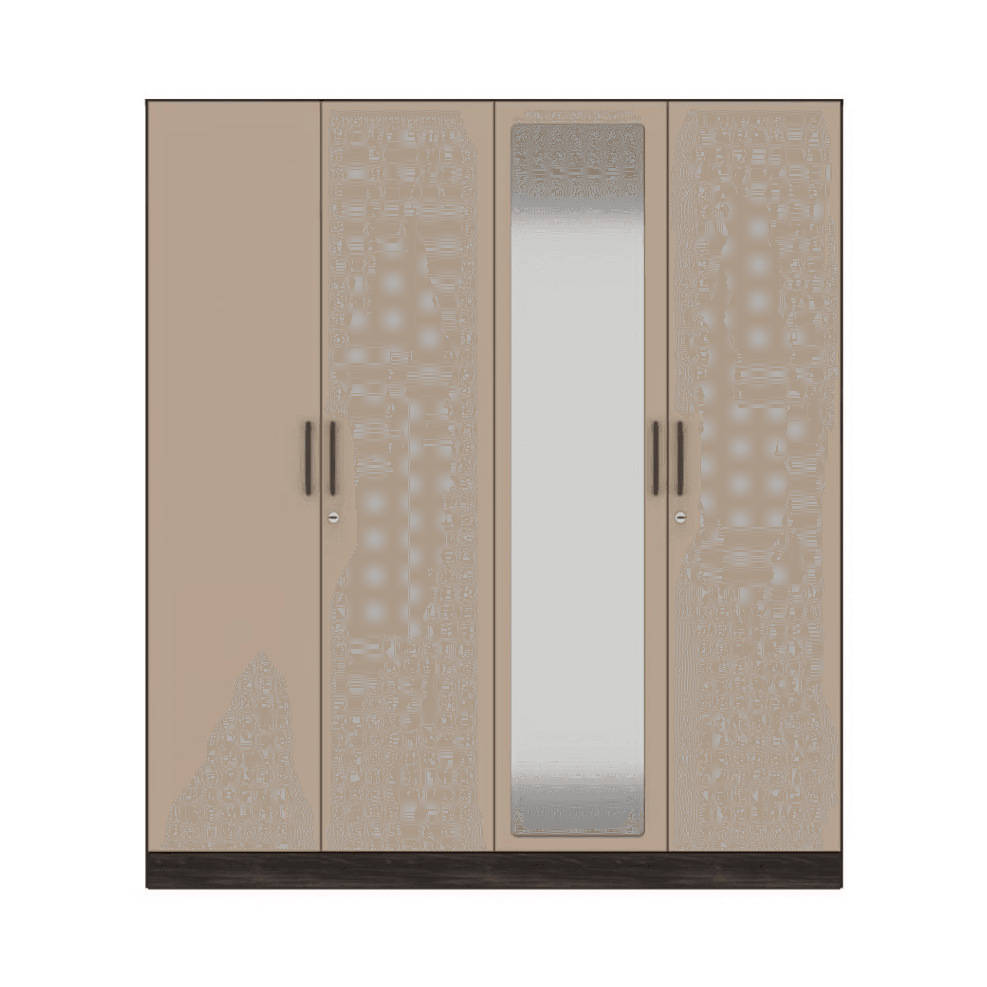Cashmere Plus 4 Door Wardrobe with 4 Shelves, 2 Drawers, Mirror & 2 Hanging Areas | (Wyoming Maple & Frappe) thumbnail