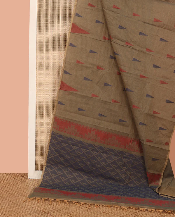 Borderless Brown Kanchi Cotton Saree