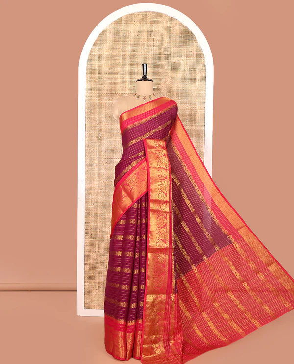 Purple Moss Chiffon Saree