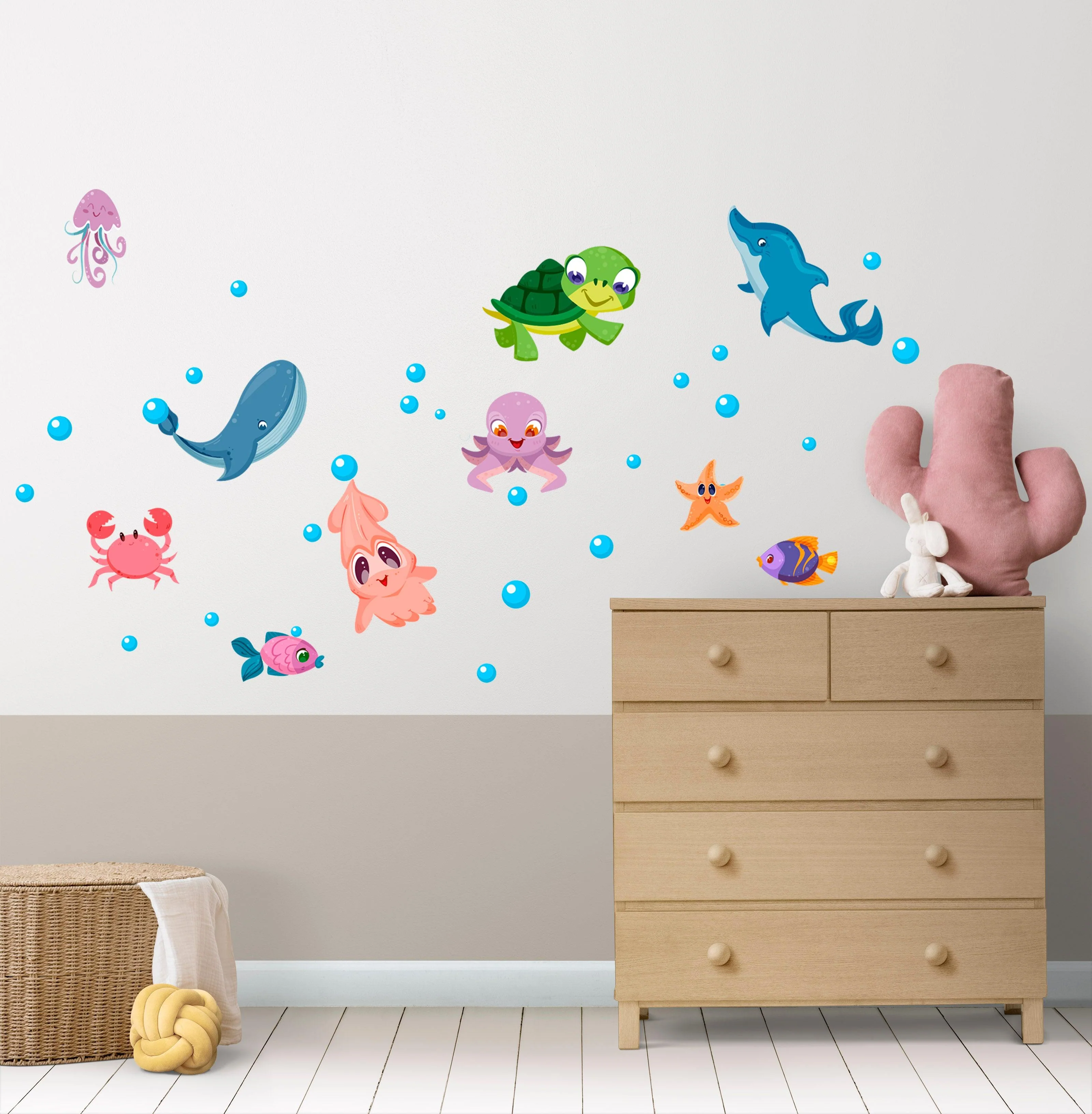 Cute Aquarium Animals Wall Stickers 150*60Cm