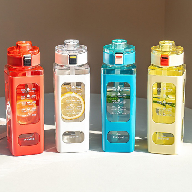 700/900ML Straw Water Bottle – Portable Double Drinking Cup