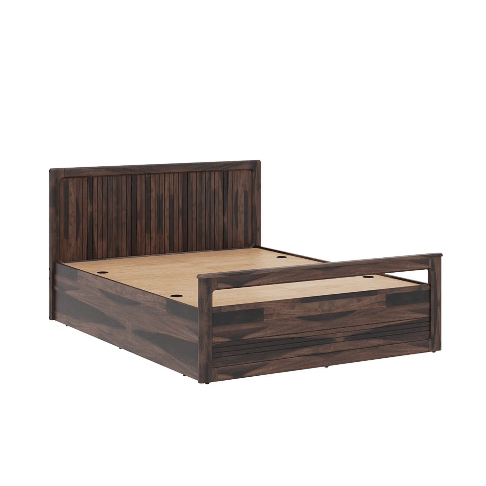 Santi sheesham wood queen size bed with Storage