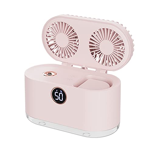 Double-Head Mini Air Cooler with Night Light & Digital Display