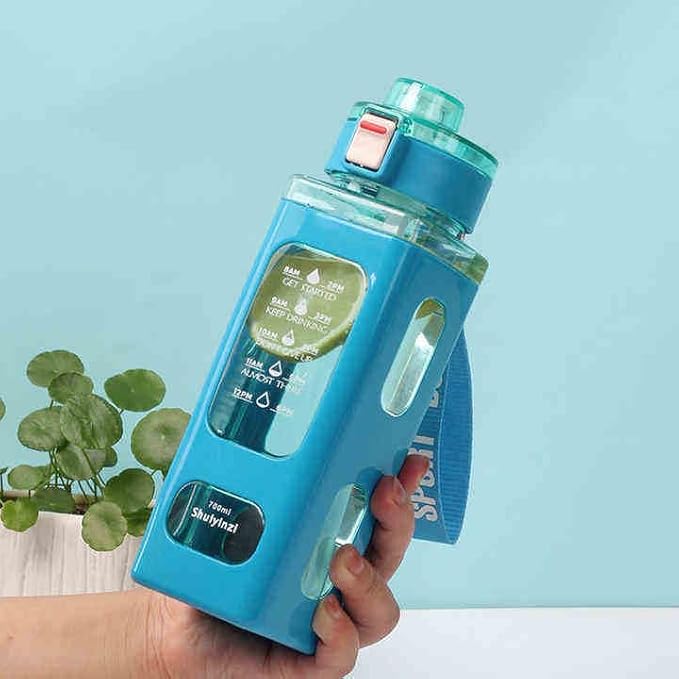 700ml Square Leakproof Water Bottle with Handle (Blue)
