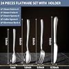 24-Piece Stainless Steel Cutlery Set with Holder – Silver