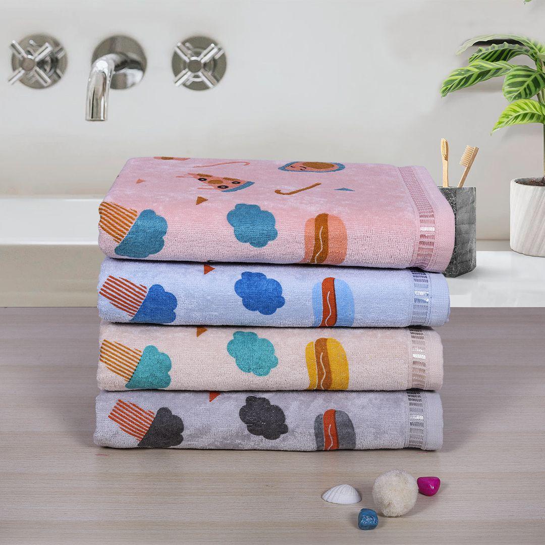 Rangoli 100% Cotton Kids Bath Towel Set of 4