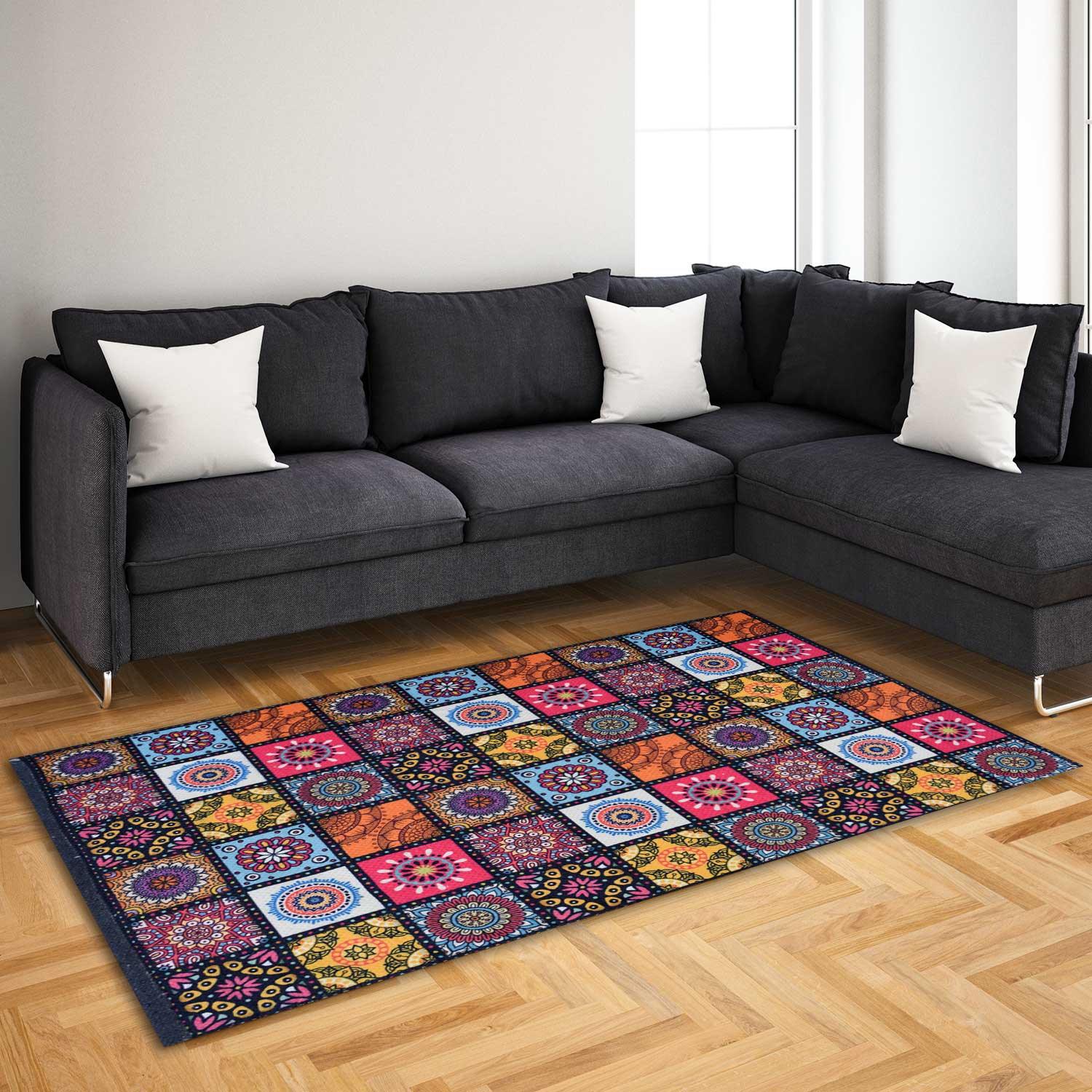Rangoli Abstract Mandala Design Anti Skid Carpet