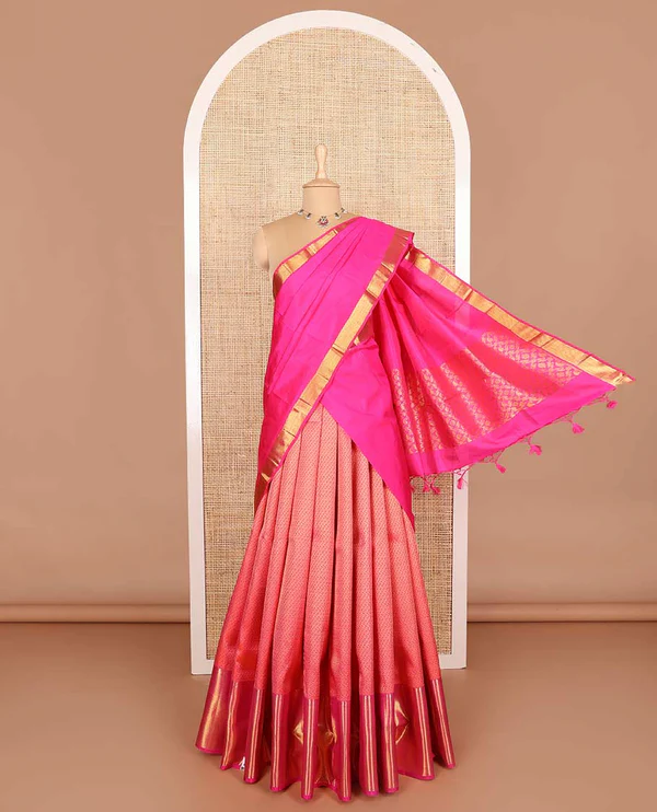 Red pure silk half-saree