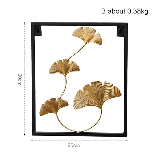 Drozip Metal Leaf Wall Art – 3Pcs Wrought Iron Wall Decor with Black Frame