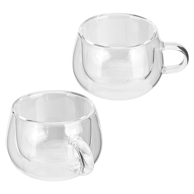 Double Layer Glass Tea Cups with Handle – 150ML (Clear)