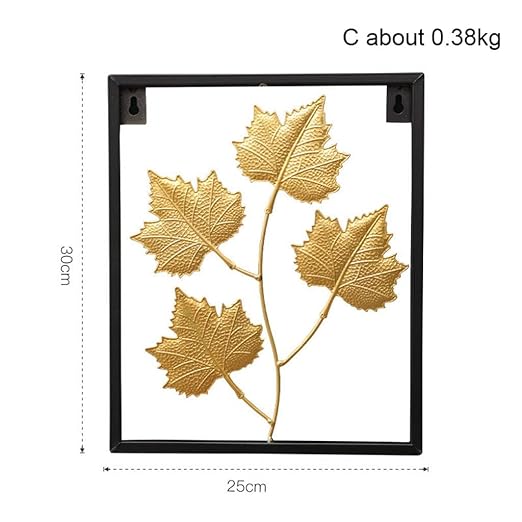 Drozip Metal Leaf Wall Art – 3Pcs Wrought Iron Wall Decor with Black Frame