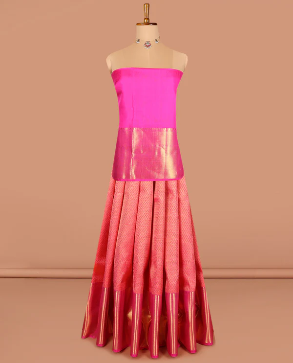 Red pure silk half-saree