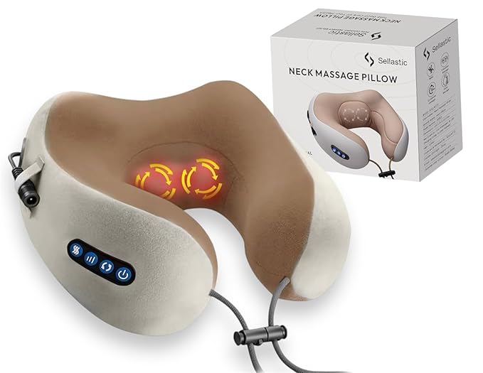 Rechargeable Neck Pillow Massager with Memory Foam for Travel