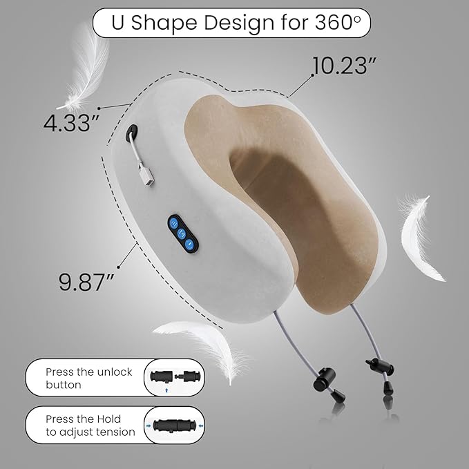 Rechargeable Neck Pillow Massager with Memory Foam for Travel