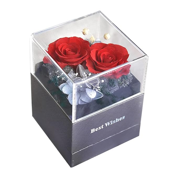 CACAZI Rose Gift Box – Lifelike Artificial Roses with Acrylic Lid