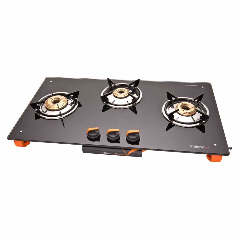 VIDIEM LPG STOVE GLASS TOP 3 BURNER AIR PLUS