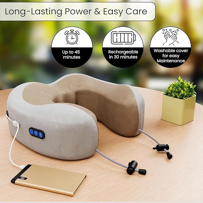 Rechargeable Neck Pillow Massager with Memory Foam for Travel