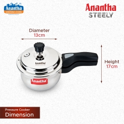 ANANTHA SS STEELY HANDI COOKER 1.5 LITRES