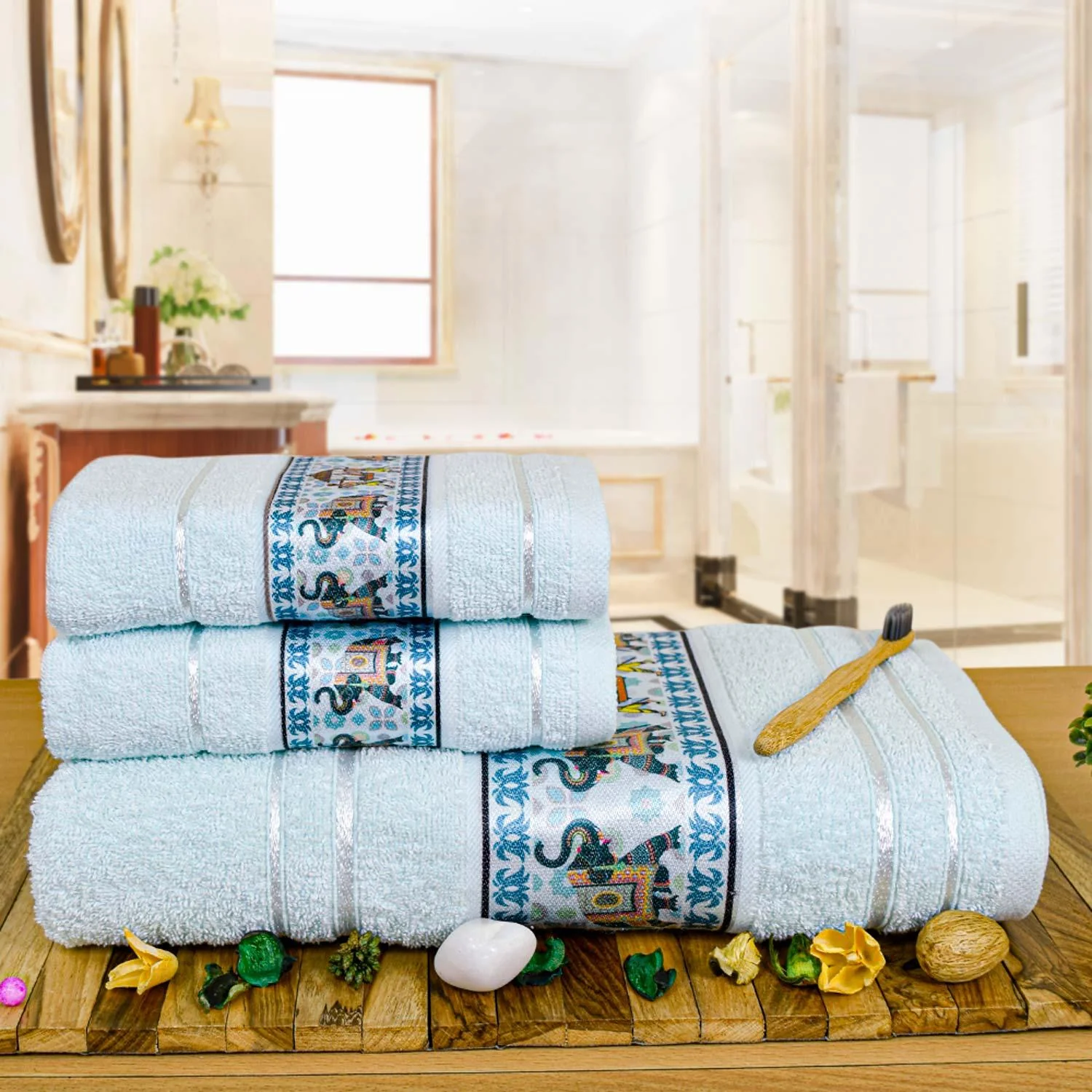 Royal Designed Rajvanshi 440 GSM Cotton Bath Towels ,Set of 3 (1 Bath & 2 Hand Towels)