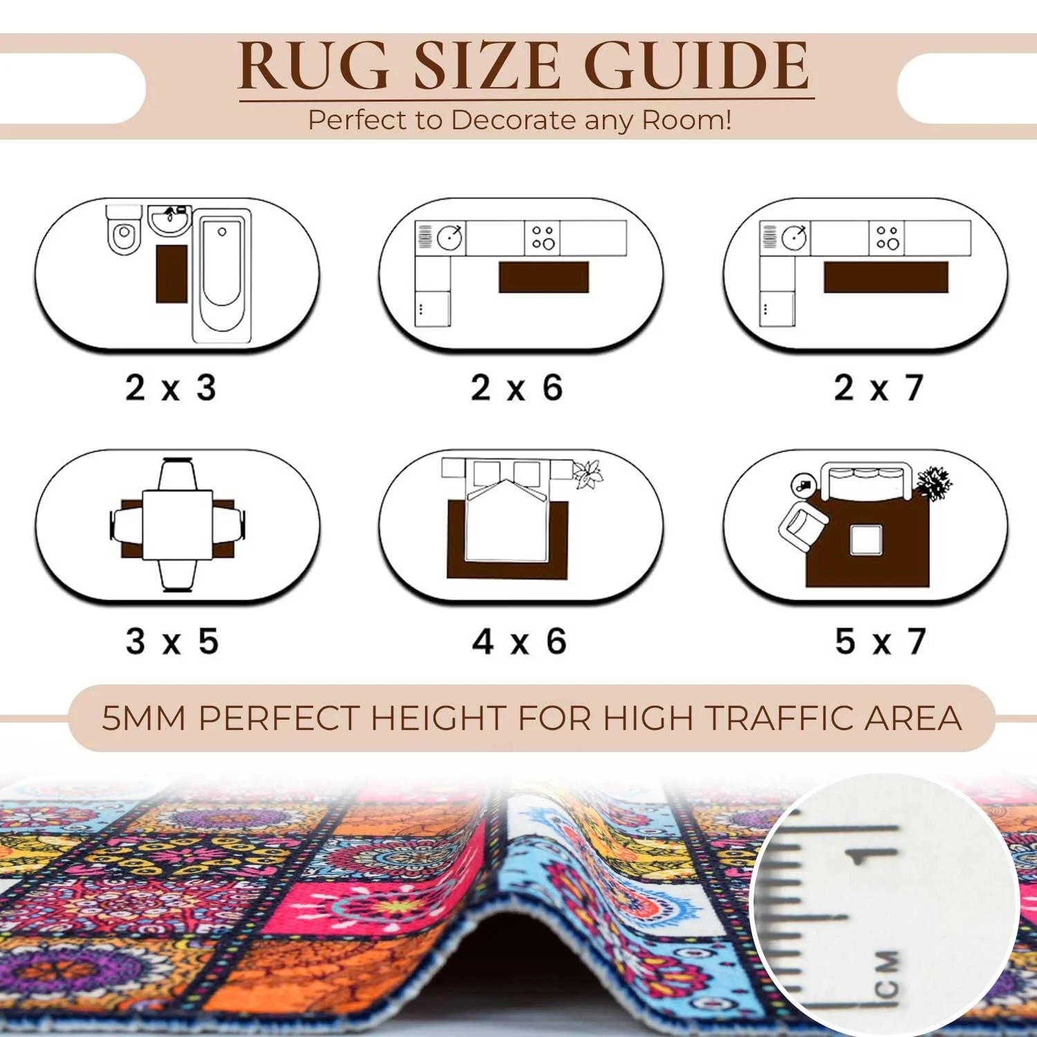Rangoli Abstract Mandala Design Anti Skid Carpet