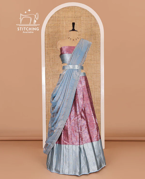 Pink banarasi half-saree