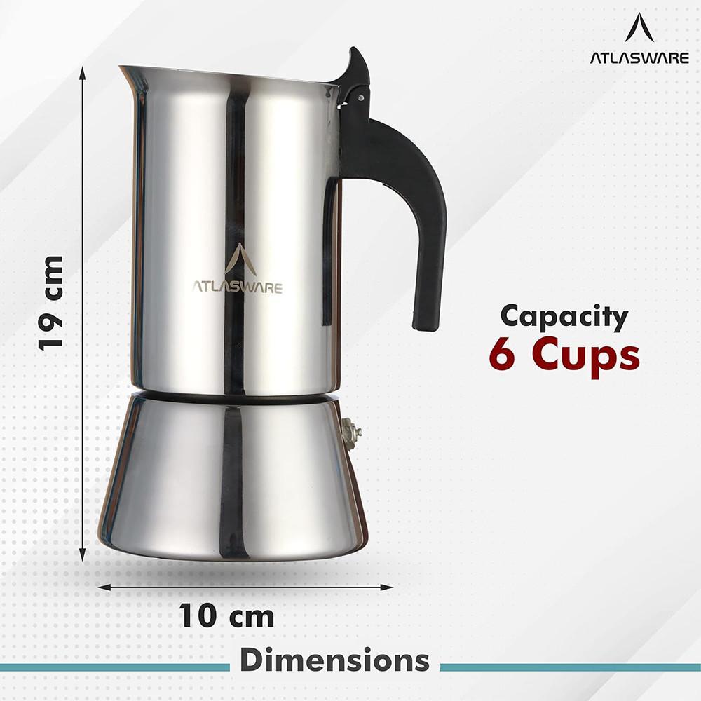 ATLASWARE SS COFFEE MAKER MOCHA 6 CUP