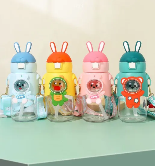 Cute Cartoon Bouncing Straw Water Bottle for Kids
