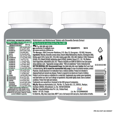 Centrum Adults 50+ Multivitamins Tablets 50's