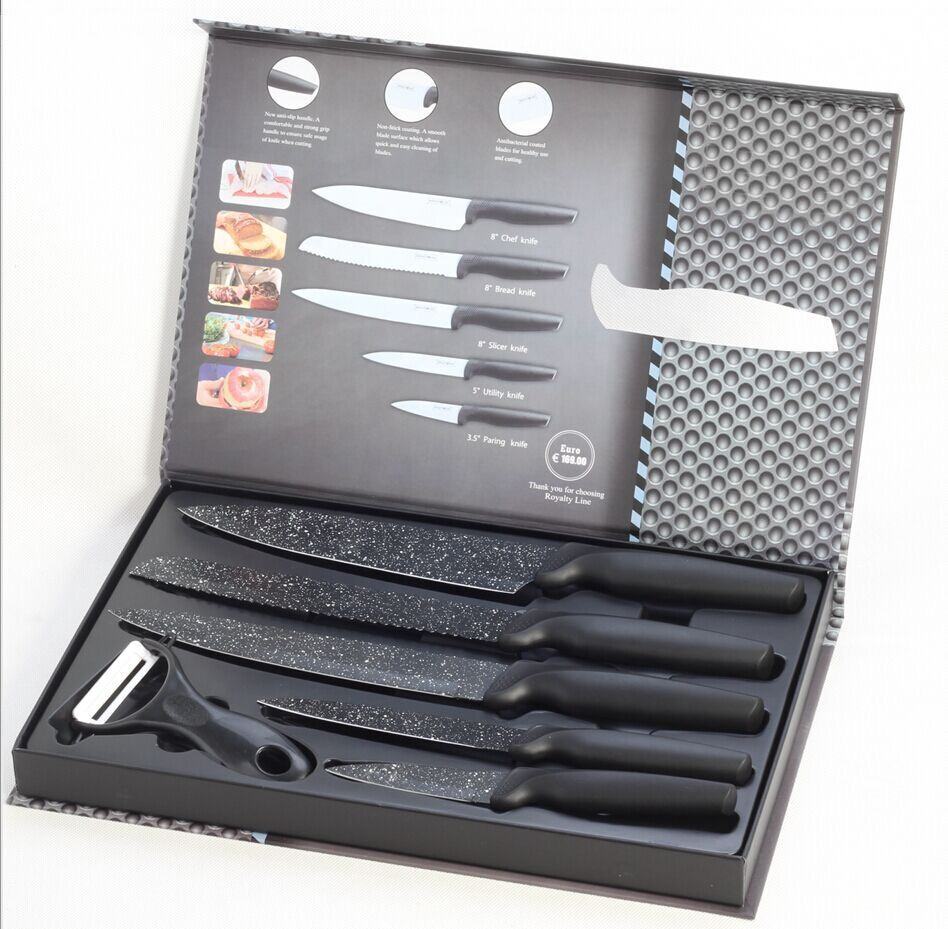 Exclusive 6-Piece Stainless Steel Marble Coating Kitchen Knife Set