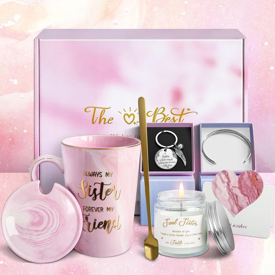 Funny 14 oz Ceramic Marble Mug Gift Set for Women